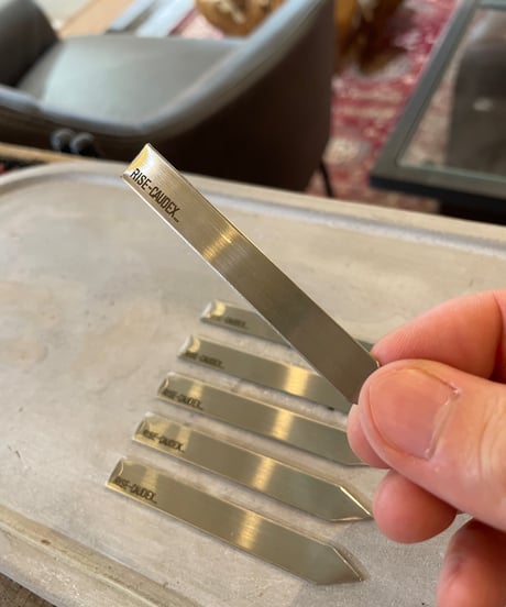 STAINLESS PLANTS TAG【RISE-CAUDEX original】　Ssize　6枚set　ステンレスタグ　(約8cm×1cm 厚み1mm) ヘアライン仕上げ 　【送料無料】