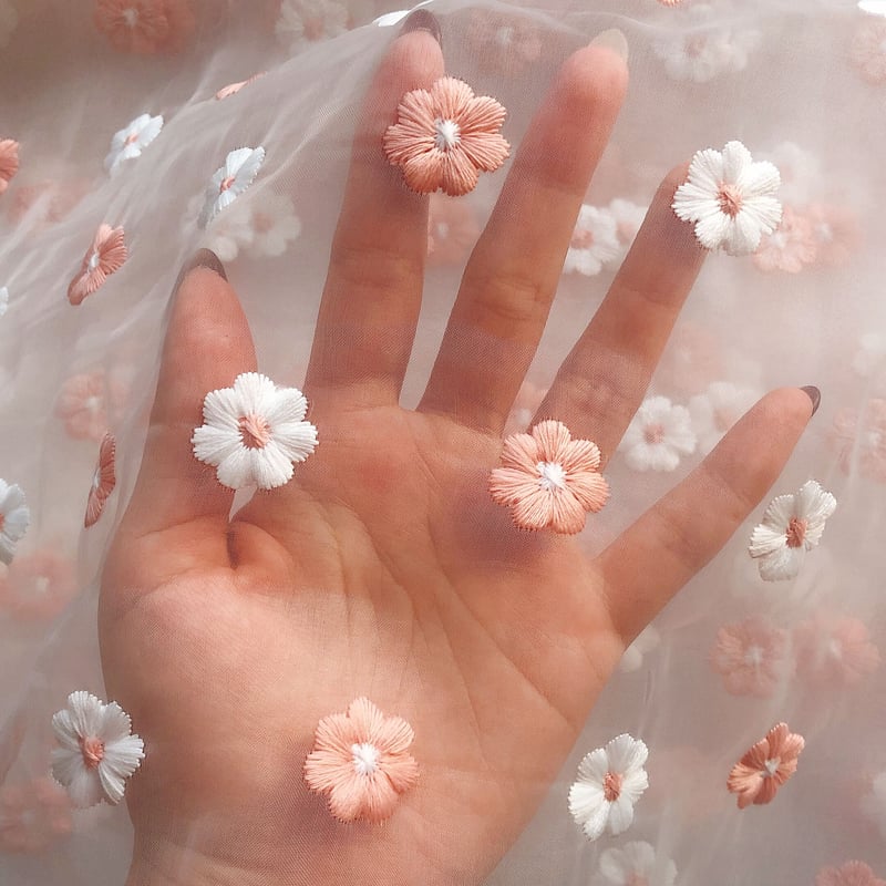 オーガンジー刺繍》オレンジフラワー 130×45 F1-8 | UAKOKO