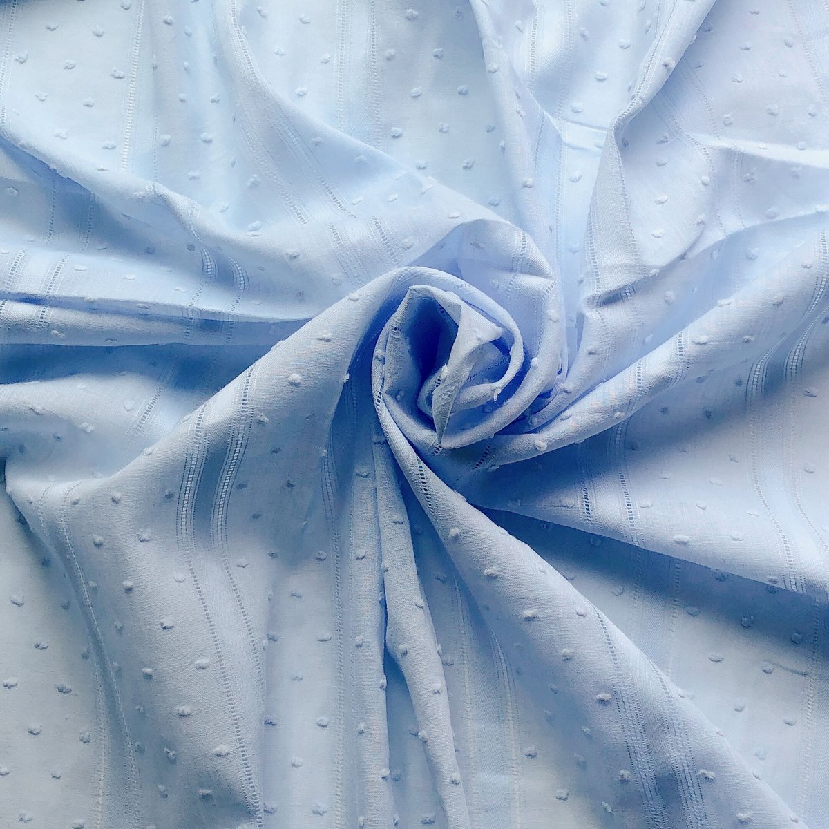 コットン/ジャガード ポルカドット＆ライン【ブルー】140×45 F37-2  