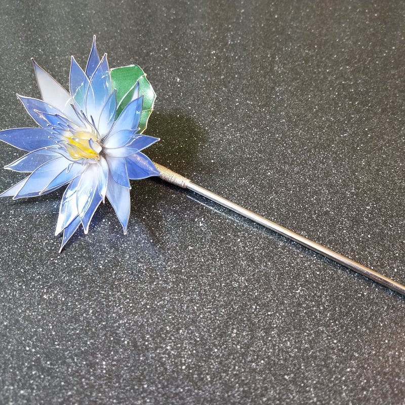 絨花(中国のモールアート) エーデルワイス　　かんざし 絨花(中国のモールアート) エーデルワイスかんざし