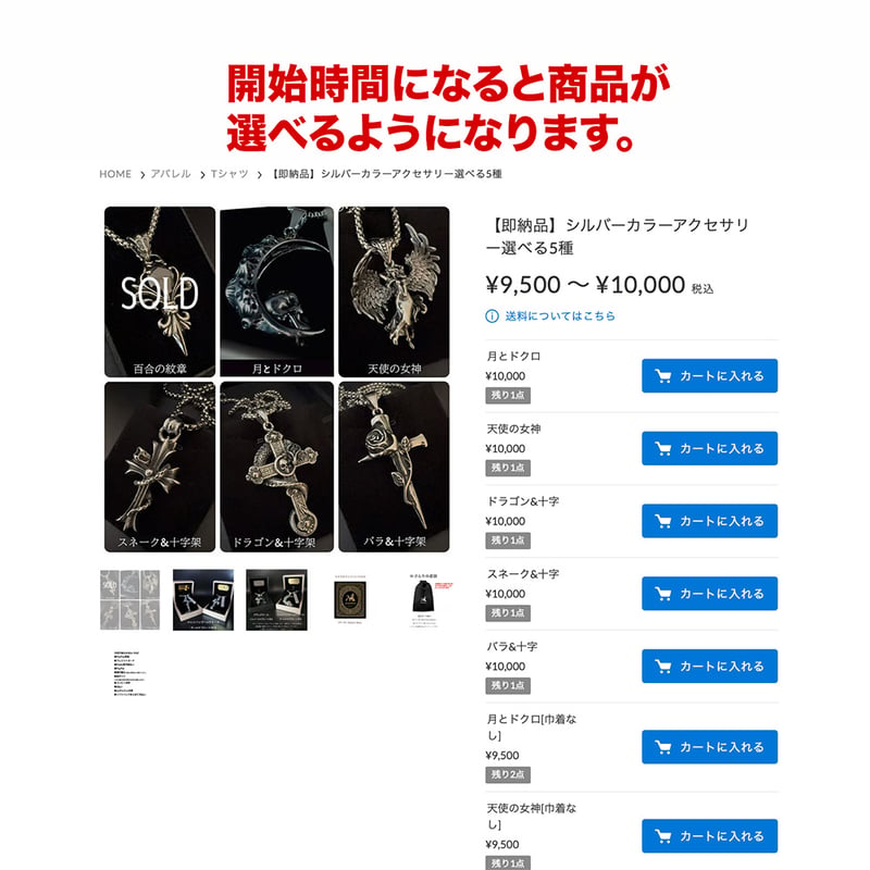 即納品】シルバーカラーアクセサリー選べる5種 | aldious-shop