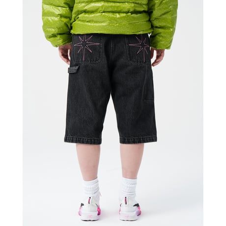 BoTT / SPARKLE DENIM PAINTER SHORT / WASHED BLACK