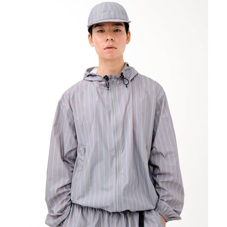 SOL soonerorlater / STRIPE NYLON HOODED JACKET / GRAY
