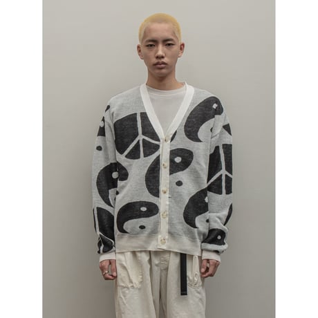 BAL / JACQUARD RAMIE CARDIGAN / WHITE