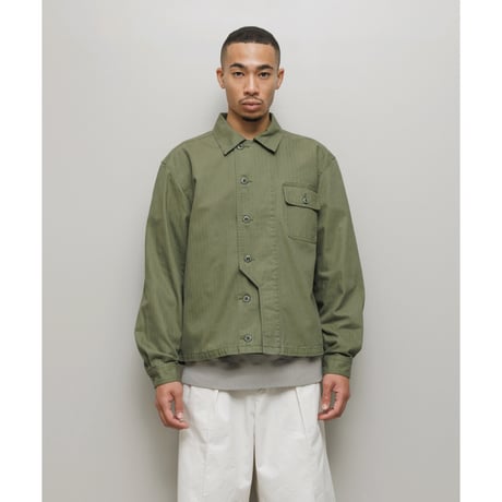 BAL / CREW HERRINGBONE OVER SHIRT / ARMY GREEN