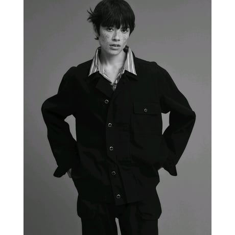 BAL / CREW HERRINGBONE OVER SHIRT / BLACK