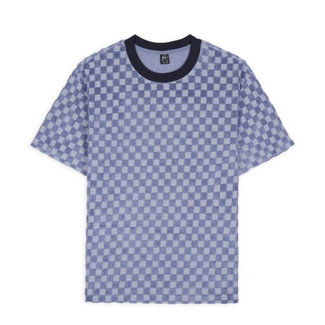 BRAIN DEAD / CHECK BURNOUT T-SHIRT / LIGHT BLUE
