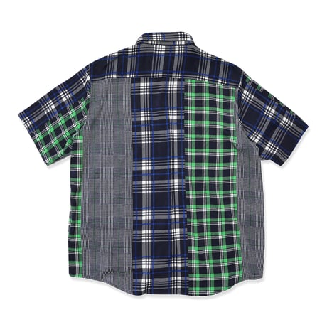 HOMBRE NINO / CRAZY PLAID S/S SHIRT / NAVY/GREEN