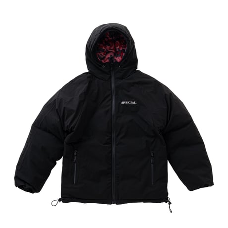 SPECIAL GUEST K.K. / SEX CAMO REVERSIBLE DOWN JACKET / RED / BLACK