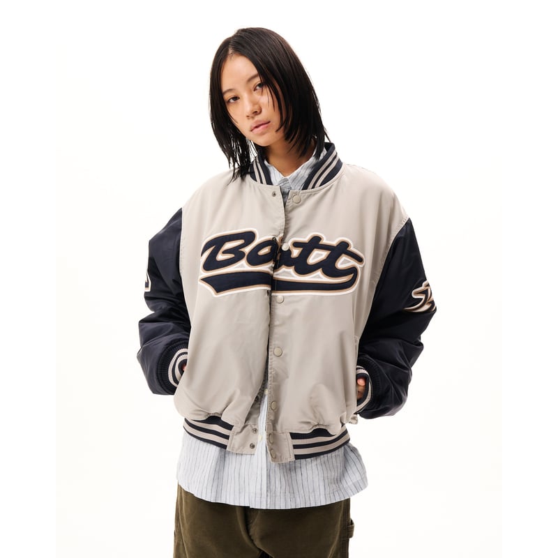 BoTT / NYLON VARSITY JACKET / GREY | Sophomore