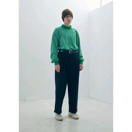 tone / RIB BORDER MOCK NECK L/S T SHIRT / GREEN