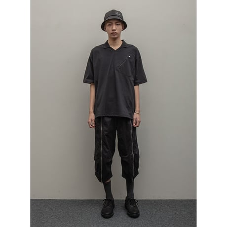 BAL / RECYCLE POLYESTER ZIP POCKET POLO SHIRT / BLACK