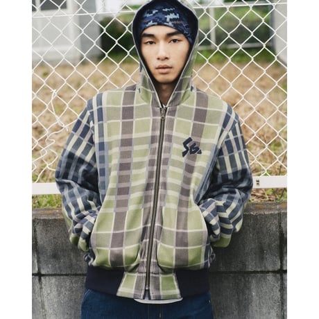 SPECIAL GUEST K.K. / DUCK CANVAS & THERMAL HOODED REVERSIBLE JACKET / NAVY