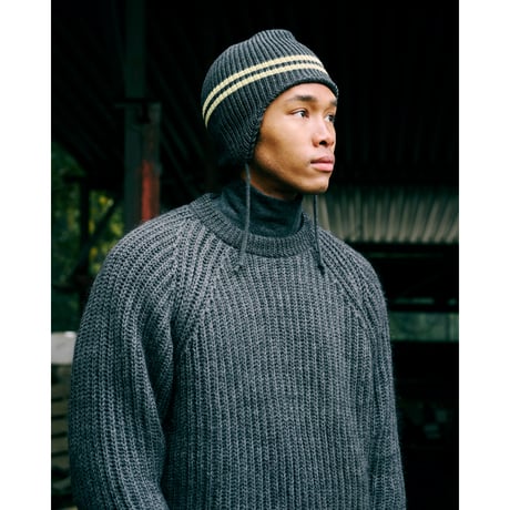 tone / ARM POCKET WOOL TURTLE NECK L/S SHIRT / CHACOAL