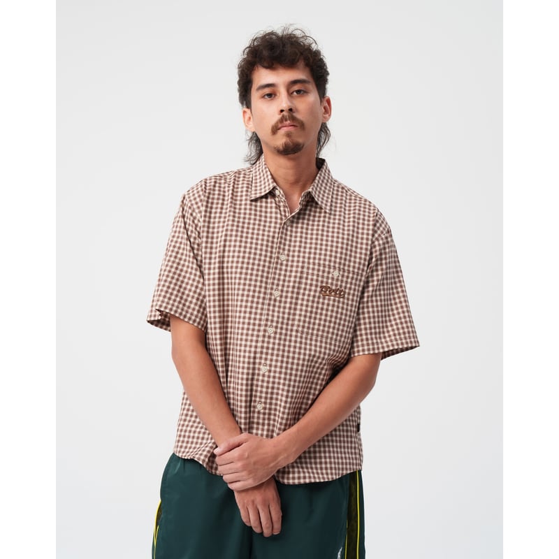 BoTT / MULTI CHECK S/S SHIRT / LIGHT BROWN | So