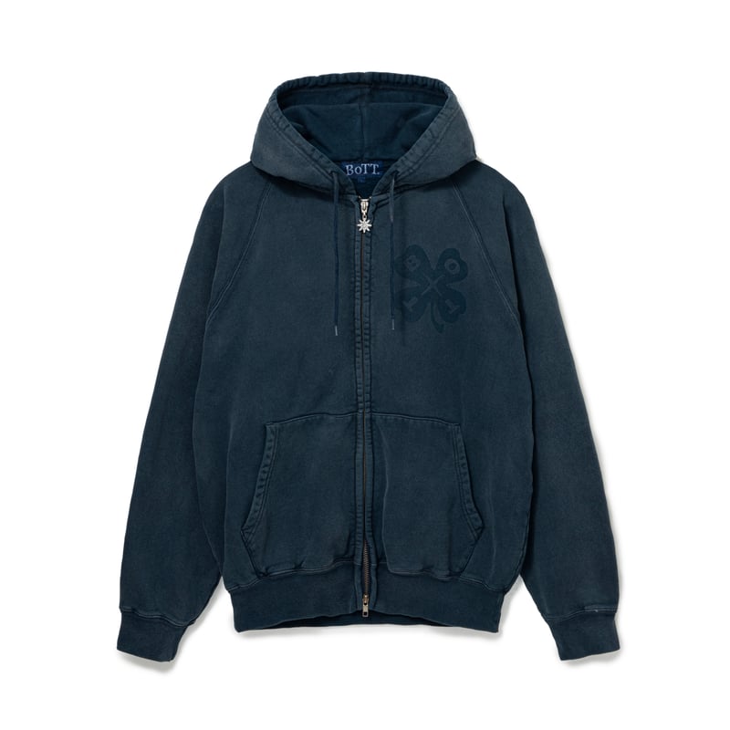 トップス BoTT washed lucky logo zip hoodie BoTT / WASHED LUCKY LOGO ZIP HOODIE / WASHED CO