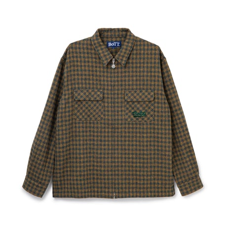 BoTT / ZIP UP FLANNEL SHIRT / GREEN