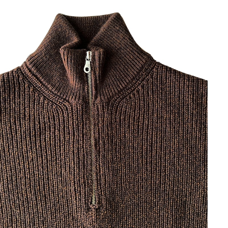 COMFORTABLE REASON / HALF ZIP KNIT / BROWN | So