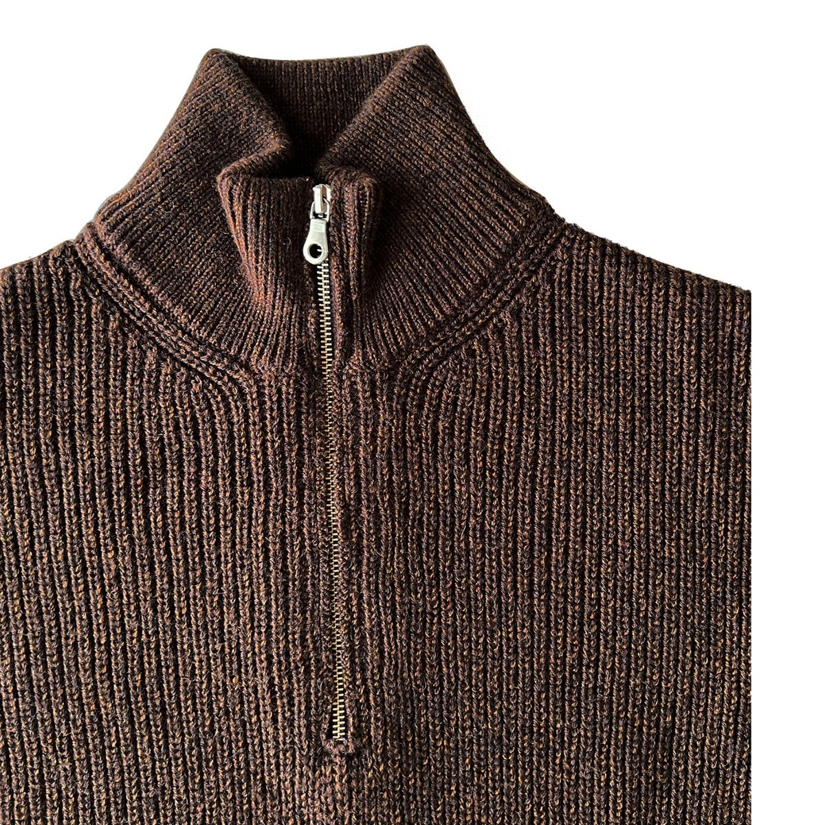 COMFORTABLE REASON / HALF ZIP KNIT / BROWN | So