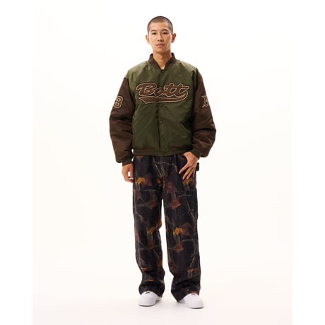 BoTT / NYLON VARSITY JACKET / OLIVE