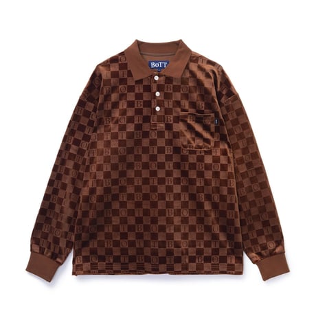 BoTT / CHECKERBOARD VELOUR POLO / BROWN