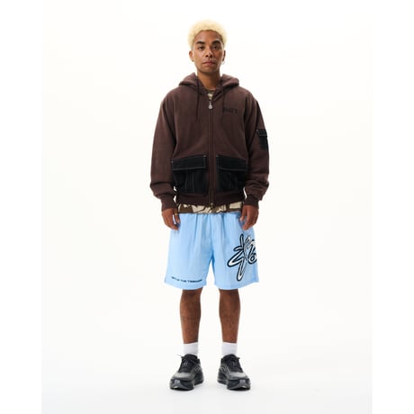 BoTT / WASHED CARGO POCKET ZIP HOODIE / BROWN