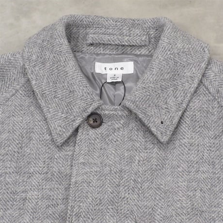 tone / WIDE BAL COLLAR COAT / HERRINGBONE