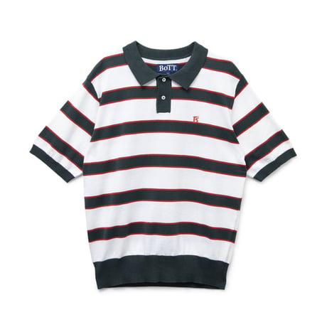 BoTT / BORDER S/SL KNIT POLO / WHITE