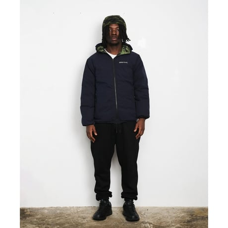 SPECIAL GUEST K.K. / SEX CAMO REVERSIBLE DOWN JACKET / GREEN / NAVY