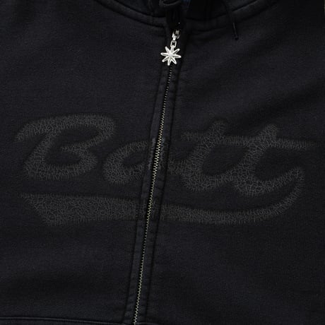 BoTT / WASHED SCRIPT LOGO ZIP HOODIE / WASHED BLACK