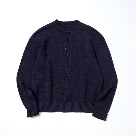tone / CREW NECK CARDIGAN / NAVY