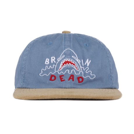 BRAIN DEAD / SHARK ATTACK 6 PANEL HAT / BLUE/KHAKI