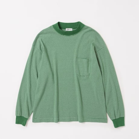 tone / RIB BORDER MOCK NECK L/S T SHIRT / GREEN