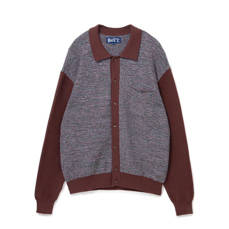 トップス BoTT MARLED KNIT POLO / BROWN BoTT / MARLED KNIT POLO / BROWN | Sophomore