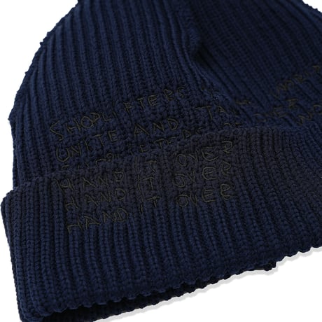 GARBAGE / INSIDE OUT CUFF BEANIE / NAVY (BLACK EMB)