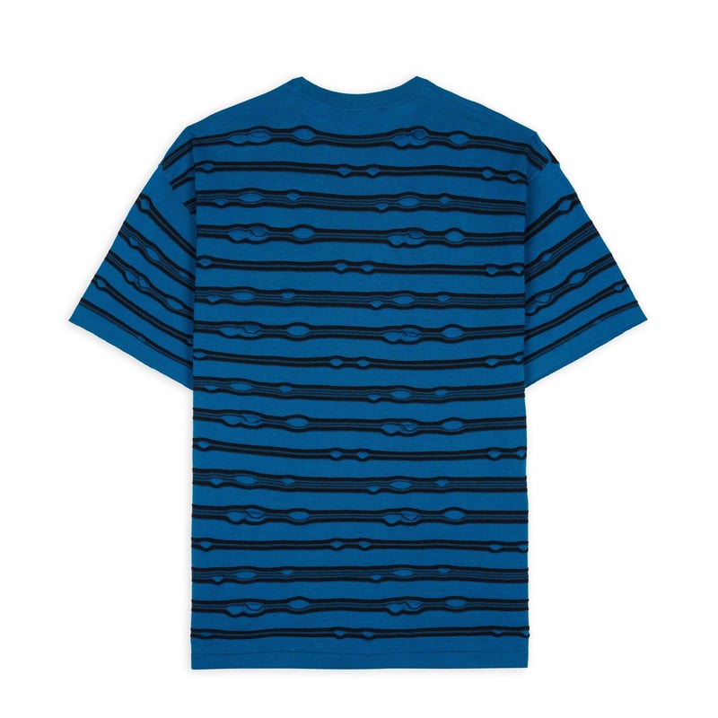 BRAIN DEAD PUCKERED STRIPED T SHIRT TEAL