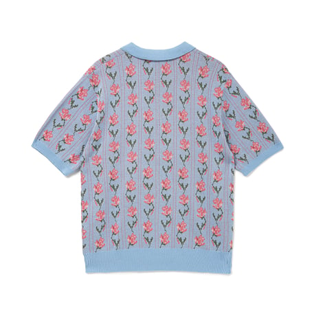 BoTT / FLOWER S/S KNIT POLO / LIGHT BLUE
