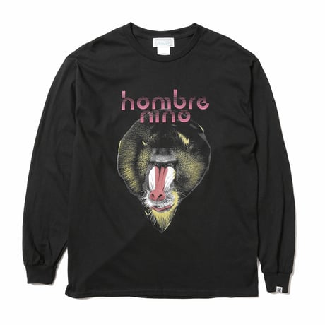 HOMBRE NINO / L/S PRINT TEE (MANDRILL 1) / BLACK