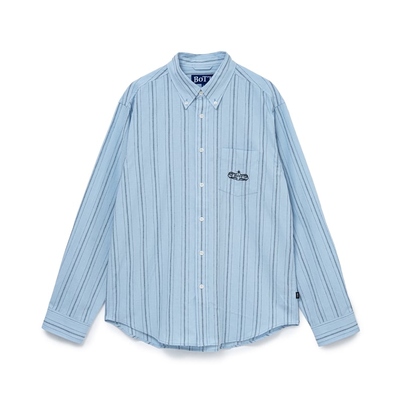 BoTT M 半袖ボタン付きシャツ グラニーストライプ BoTT / LIGHTWEIGHT STRIPE SHIRT / LIGHT BLUE |