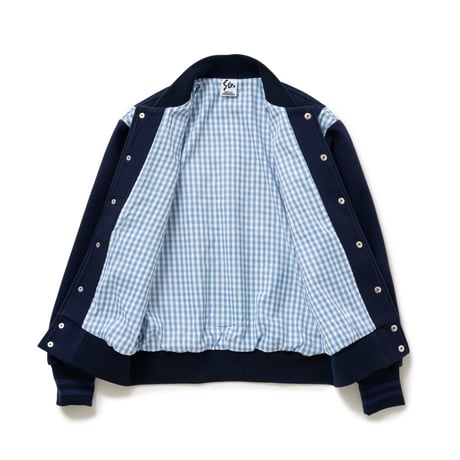 SPECIAL GUEST K.K. / SG GINGHAM CHECK STADIUM JACKET / NAVY