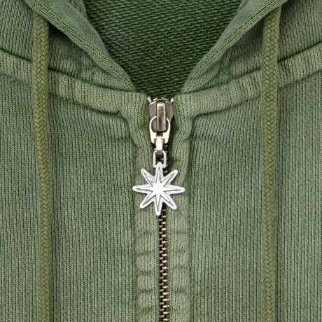 BoTT / WASHED CARGO POCKET ZIP HOODIE / OLIVE