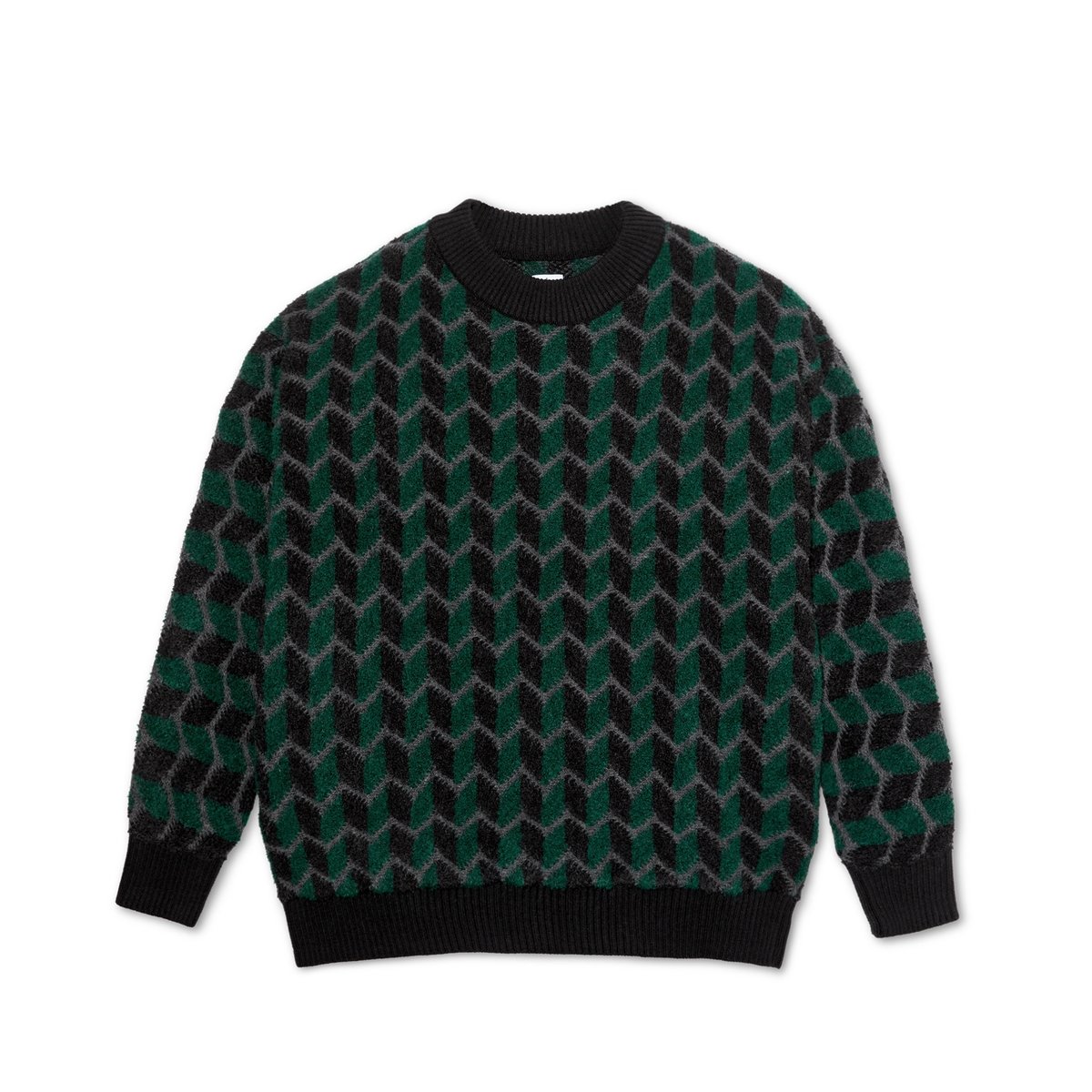 トップス POLAR SKATE KNIT SWEATER POLAR SKATE CO. / ZIG ZAG KNIT SWEATER / BLACK