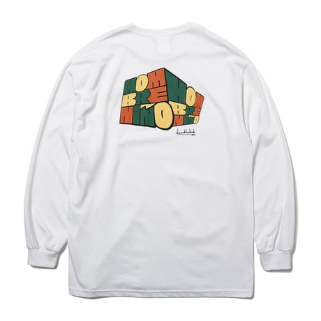HOMBRE NINO / L/S PRINT TEE (DEADKEBAB RUBIKCUBE) / WHITE
