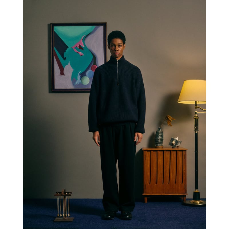 COMFORTABLE REASON / HALF ZIP KNIT / NAVY | Sop