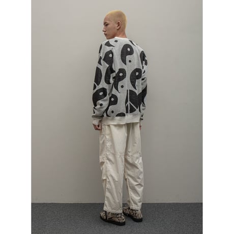BAL / JACQUARD RAMIE CARDIGAN / WHITE