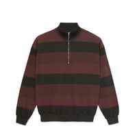 POLAR SKATE CO. / HALF ZIP LS SHIRT / PIQUE / DIRTY BLACK / BROWNSTONE