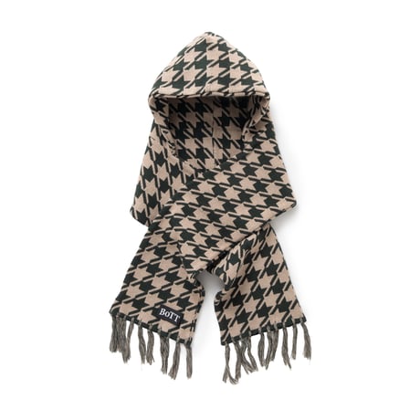 BoTT / HOUNDSTOOTH HOODED SCARF / NATURAL