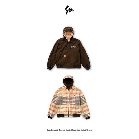 SPECIAL GUEST K.K. / DUCK CANVAS & THERMAL HOODED REVERSIBLE JACKET / BROWN