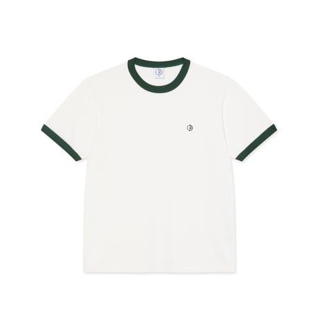POLAR SKATE CO. / RINGER TEE / CLOUD WHITE / DARK GREEN