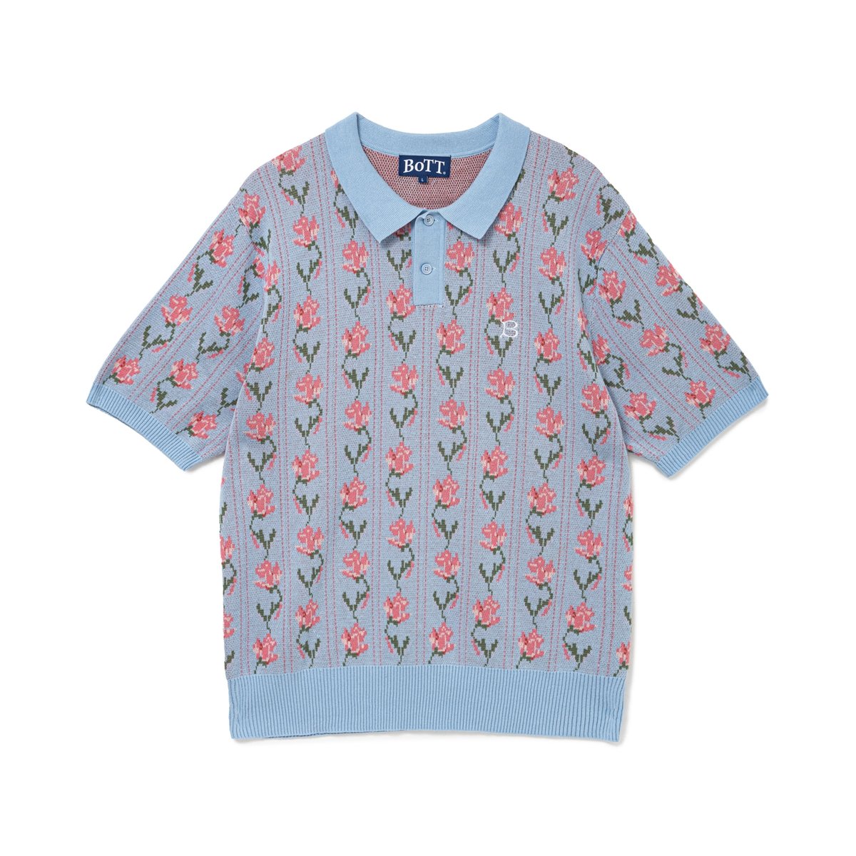 トップス BOTT Flower S/S Knit Polo BoTT / FLOWER S/S KNIT POLO / LIGHT BLUE | Soph